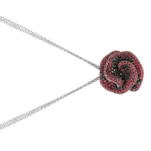 Stefan Hafner Ruby and Black Diamond Rose Necklace