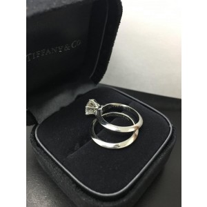 Tiffany & Co. Platinum & 1.05ct Diamond Solitaire Engagement Ring Set Size 4
