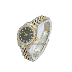 Black Datejust Diamond Dial Diamond Bezel Approx 1.40ctw 26mm Watch