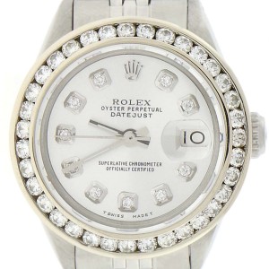 Rolex Datejust Ladies 26MM Automatic Stainless Steel Jubilee Watch w/Silver Diamond Dial & Bezel