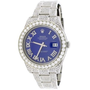 Rolex Datejust II 41MM Stainless Steel Automatic Mens Oyster Watch w/14.2Ct Diamond Dial, Bezel, & Bracelet 116300