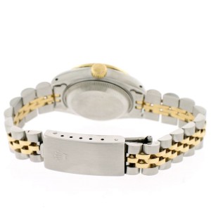 Rolex Datejust Ladies 2-Tone 18K Yellow Gold/Steel 26MM Factory Black Index Dial Jubilee Watch w/Diamond Bezel