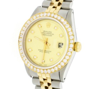 Rolex Datejust 2-Tone 18K Gold/SS 36mm Automatic Jubilee Watch w/Champagne Diamond Dial 1.85Ct Bezel