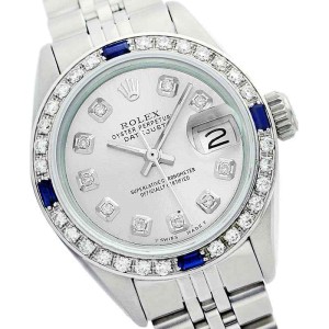 Rolex Datejust Oyster Perpetual Stainless Steel Silver Diamond/Sapphire Watch