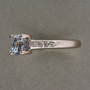 Vintage 1.45ct Natural Very Light Sapphire 14k White Gold .15ct Diamond Ring