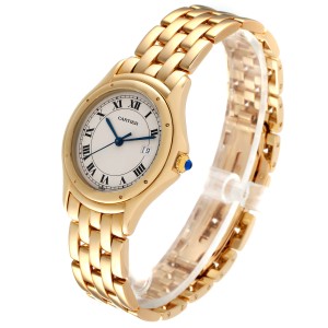 Cartier Cougar 18K Yellow Gold Silver Dial Ladies Watch 