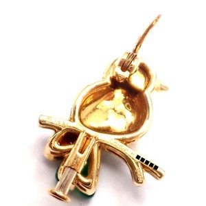  Cartier 18k Yellow Gold Diamond Onyx Ruby Chalcedony Bird Pin Brooch