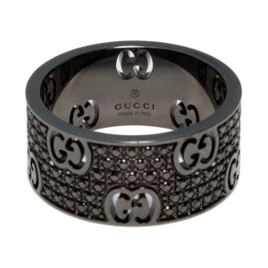 Gucci Black 18k Gold Icon Stardust 0.68ct Eternity Diamond Band Ring