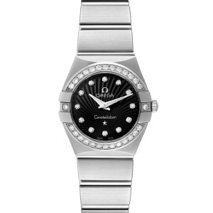 Omega Constellation 24 Black Dial Diamond Watch 