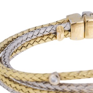 14k White & Yellow Gold Diamond Basketweave Bracelet