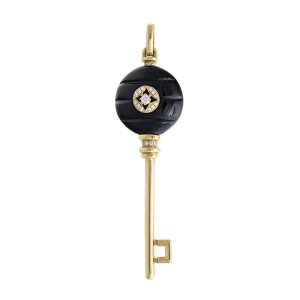 18k Rose Gold Black Onyx & Diamond Key Pendant