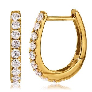 18K Rose Gold with Diamond Hoop Earrings