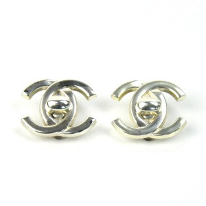 Chanel Silver Tone Metal CC Earring