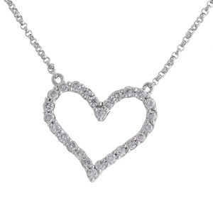 Sparkling Heart - 14k White Gold Diamond Pendant