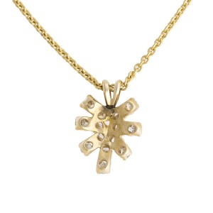 14k Yellow Gold Diamond Pendant  Necklace 