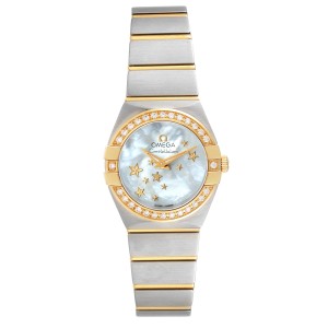 Omega Constellation Star Steel Yellow Gold Diamond Watch 