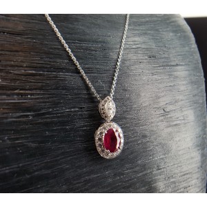 18K White Gold Ruby and Diamond Necklace