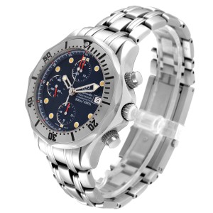 Omega Seamaster Chronograph Blue Dial Steel Mens Watch 