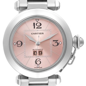 Cartier Pasha Big Date 35mm Pink Dial Steel Ladies Watch 