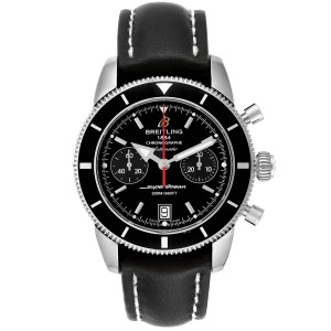 Breitling SuperOcean Heritage 44 Black Dial Rubber Strap Watch 