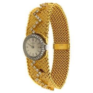 Cartier 18 Karat Yellow Gold Diamond Longines Movement Wristwatch