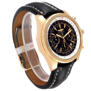 Breitling Bentley Yellow Gold Black Dial Chronograph Mens Watch 