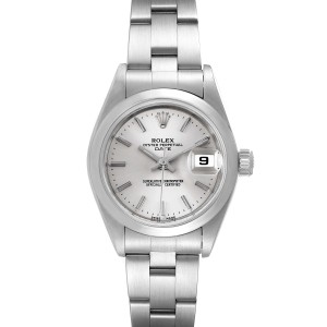 Rolex Date Silver Dial Oyster Bracelet Steel Ladies Watch  