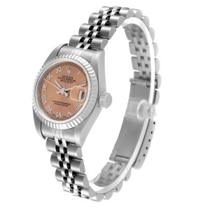 Rolex Datejust 26 Steel White Gold Salmon Dial Ladies Watch  