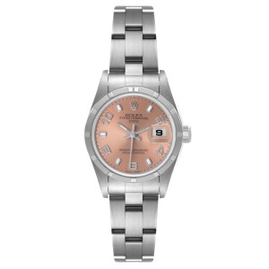 Rolex Date Salmon Dial Oyster Bracelet Steel Ladies Watch 