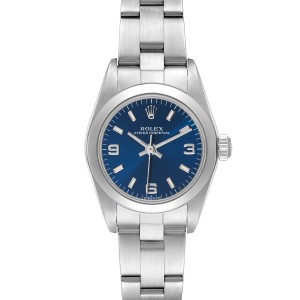 Rolex Oyster Perpetual 24 Nondate Blue Dial Steel Ladies Watch 