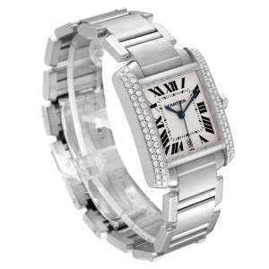 Cartier Tank Francaise Large 18K White Gold Diamond Unisex Watch 