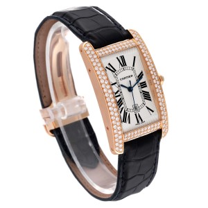 Cartier Tank Americaine Large 18K Rose Gold Diamond Unisex Watch