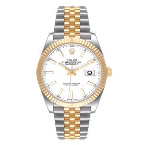 Rolex Datejust 41 Steel Yellow Gold White Dial Mens Watch 