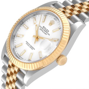 Rolex Datejust 41 Steel Yellow Gold White Dial Mens Watch 
