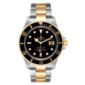 Rolex Submariner Steel Yellow Gold Black Dial Mens Watch 