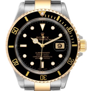 Rolex Submariner Steel Yellow Gold Black Dial Mens Watch 