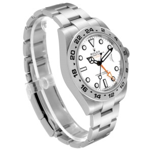 Rolex Explorer II 42 White Dial Orange Hand Steel Mens Watch 