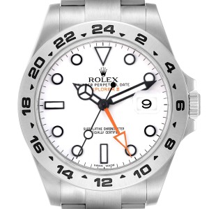 Rolex Explorer II 42 White Dial Orange Hand Steel Mens Watch 