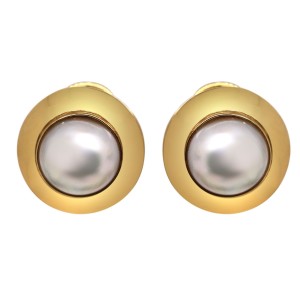 14k Yellow Gold Mabe Pearl Earrings 21mm