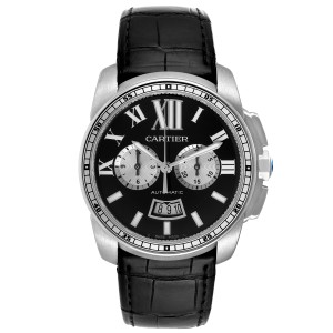 Cartier Calibre Divers Black Dial Rubber Strap Mens Watch 