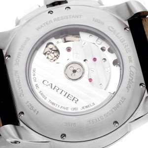 Cartier Calibre Divers Black Dial Rubber Strap Mens Watch 