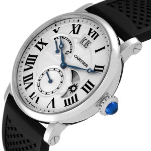 Cartier Rotonde Retrograde GMT Time Zone Steel Mens Watch 