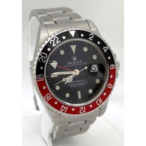 Rolex GMT Master II 16710 Stainless Steel Black & Red Bezel 40mm Mens Watch
