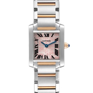 Cartier Tank Francaise Steel Rose Gold Silver Pink Dial Watch 