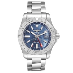 Breitling Avenger II GMT Blue Mother of Pearl Dial Mens Watch 