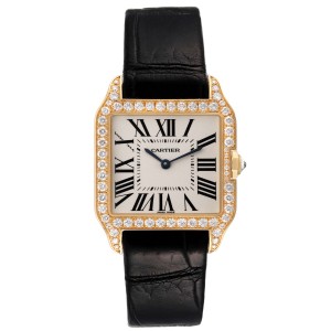 Cartier Santos Dumont 18k Yellow Gold Silver Dial Unisex Watch  