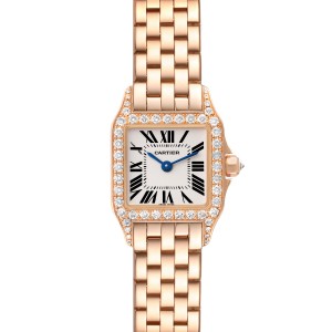 Cartier Santos Demoiselle Small Rose Gold Diamond Ladies Watch  