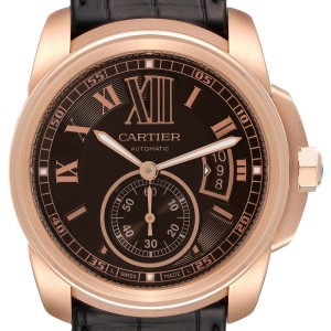 Cartier Calibre Rose Gold Brown Dial Automatic Mens Watch  