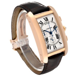 Cartier Tank Americaine Chronograph 18K Rose Gold Watch 