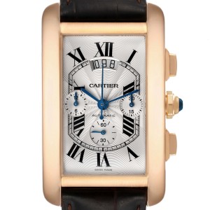 Cartier Tank Americaine Chronograph 18K Rose Gold Watch 